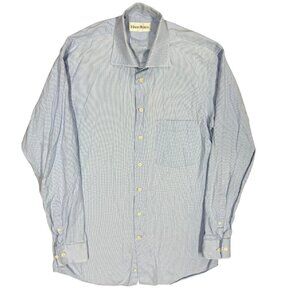 Harry Rosen Dress Shirt Textured Long Sleeve Button Up Blue Cotton 15 1/2 Medium